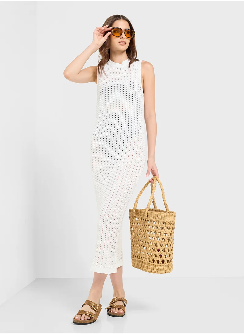 جينجر Crochet Knitted Beach Dress