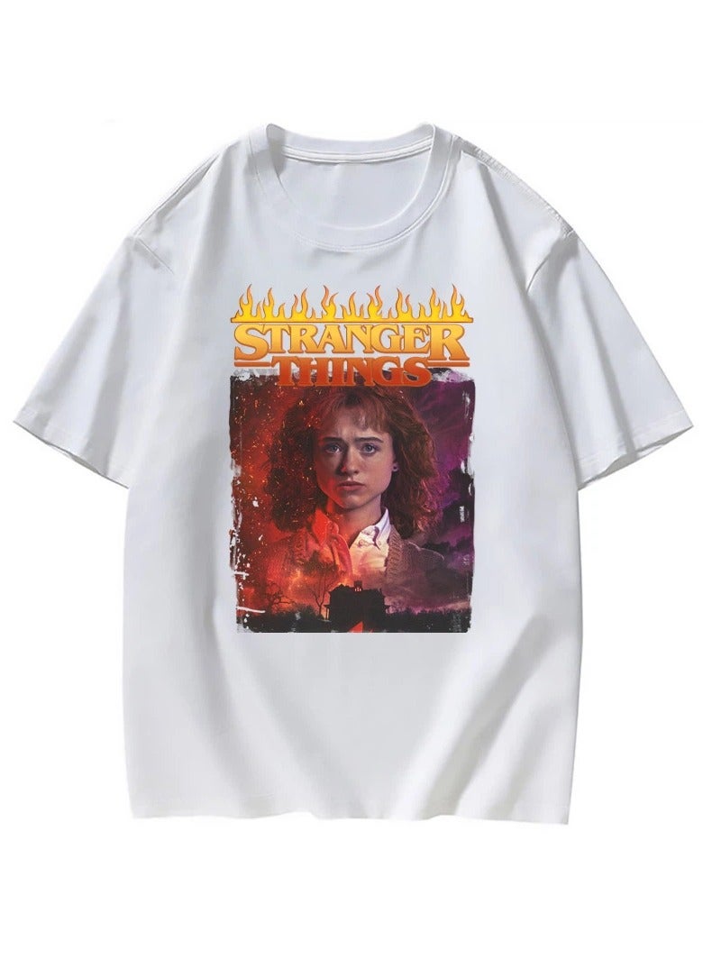 سترانجر ثينكينج تي شيرت Stranger Things المطبوع قصير الأكمام تي شيرت برسومات كلاسيكية رجعية قميص كاجوال ناعم وقابل للتنفس بمقاسات متعددة - Image 1