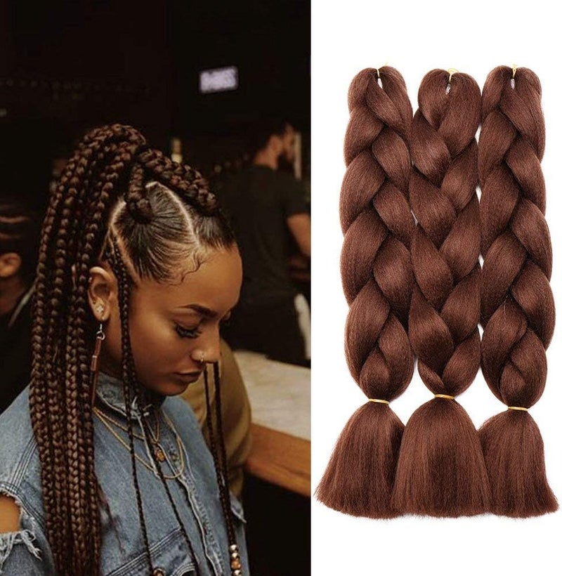 24 Inch Synthetic Braiding Hair Extensions Crochet 3pcsLot 300g Hair Braid HeatResistant Dark Auburn