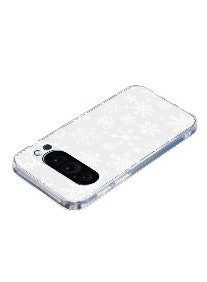 HuHa Case Cover For Google Pixel 9 / Pixel 9 Pro Christmas Painted Pattern TPU Transparent Phone Case(Snowflakes) - Image 4