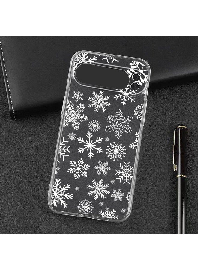HuHa Case Cover For Google Pixel 9 / Pixel 9 Pro Christmas Painted Pattern TPU Transparent Phone Case(Snowflakes) - Image 5