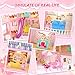 Randhar Doll House for Girls Dream Dollhouse 4Story 15 Rooms with 2 Dolls Lights Animals Furniture and Accessories PretendPlay Toddler Playhouse Gift for 3 4 5 6 7 8 9 10 Year Old Girls Toys - Image 4