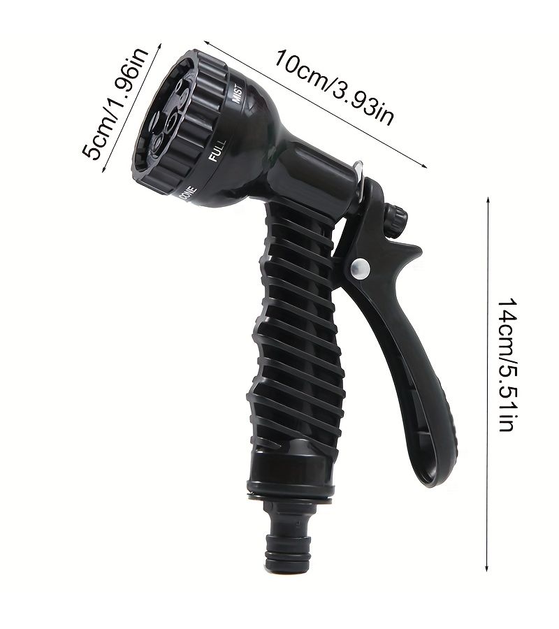 فوهة مسدس ماء بلاستيكية سوداء للرش عالي الضغط لغسيل السيارات وري الزهور وخرطوم حديقة الري - Image 2