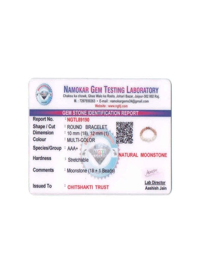 Chitshakti Lab Certified Trust Moonstone Precious Stone Bracelet for Women, Men | Crystal with Healing Benefits - 18 Beads - Image 2