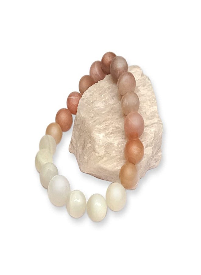 Chitshakti Lab Certified Trust Moonstone Precious Stone Bracelet for Women, Men | Crystal with Healing Benefits - 18 Beads - Image 1