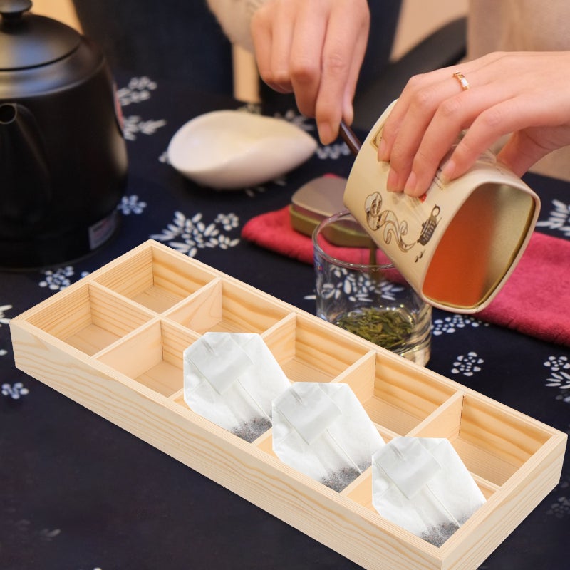 Wood Tea Bag Holder Desktop Tea Bag Storage Case 10 Compartments Spice Bag Holder - Image 5