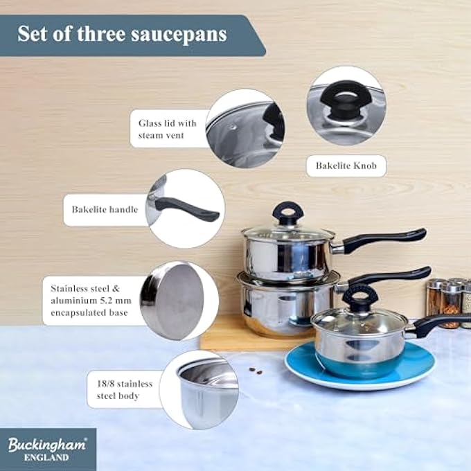 Buckingham Set Of Three Saucepans 16 Cm 16 L 18 Cm 23 L 20 Cm 32 L - Image 3