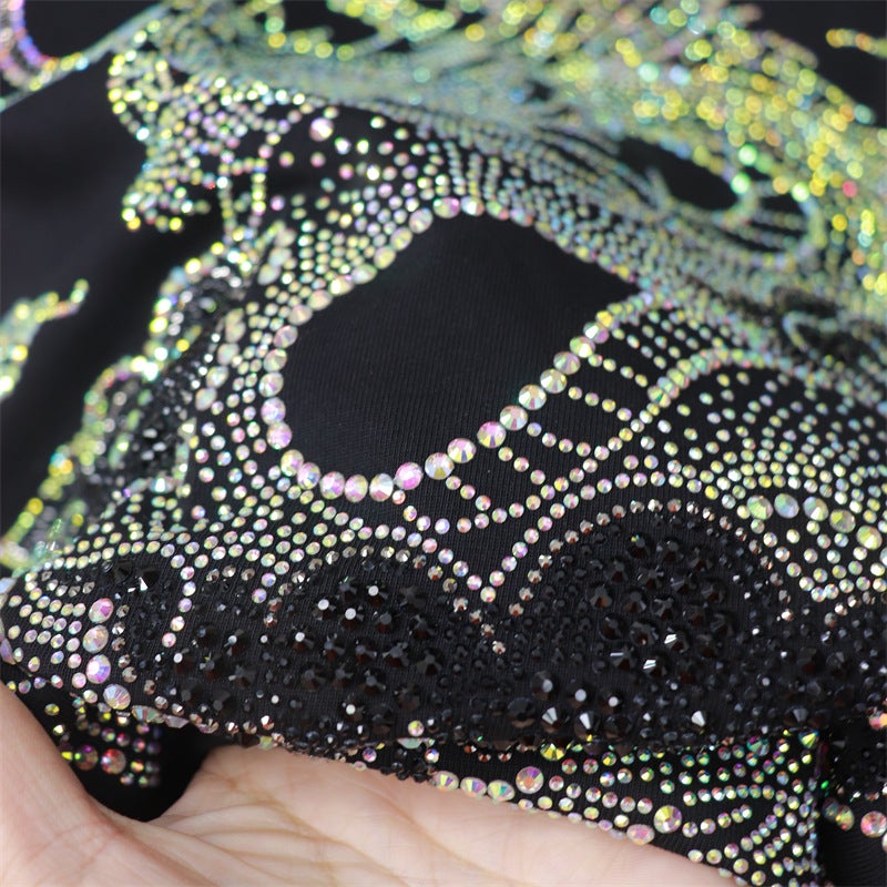 Plus Size Dragon Year New Heavy Industry Drilling Pu Shuai Personality National Fashion Longteng Wide Short Sleeve T-Shirt Fat Half Sleeve - Image 4