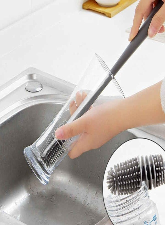 QUIRA Silicone Bottle Brush,Handle Bottle Cleaner for Flasks, Vacuum Sports Bottles, Vases and Glassware - Image 1
