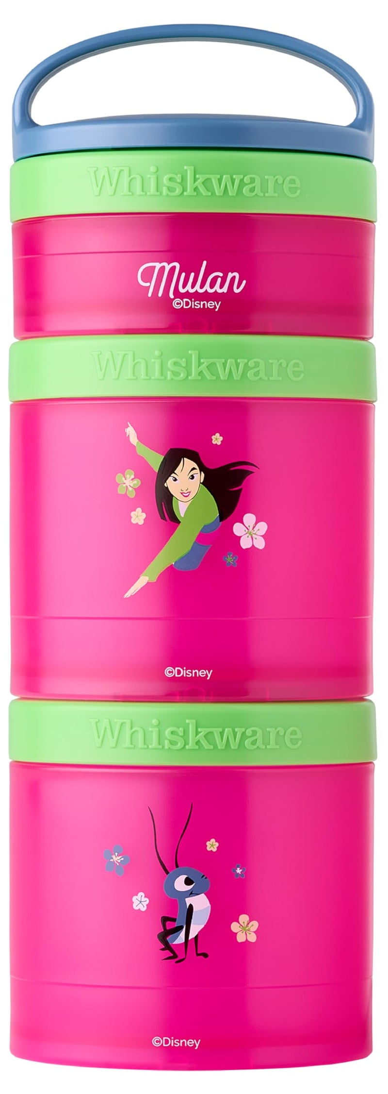 Whiskware Disney Princess Stackable Snack Containers for Kids 3 Stackable Snack Cups for School and Travel Mulan and CriKee
