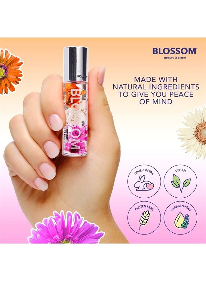 Blossom Scented Roll on Lip Gloss, Infused with Real Flowers, Made in USA, 0.20 fl. oz./5.9ml, Juicy Peach - Image 3