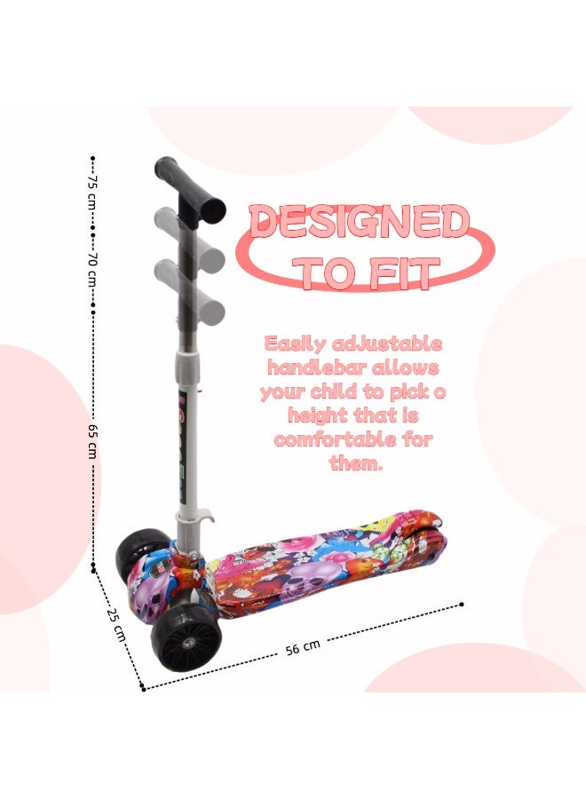 EASY FUTURE LED PU Wheels & Rear Brake Kids Scooter with Foldable & Height Adjustable Handle, Kick Scooter for 3 to 8 Years Including Full Protective Gear Set - Image 2