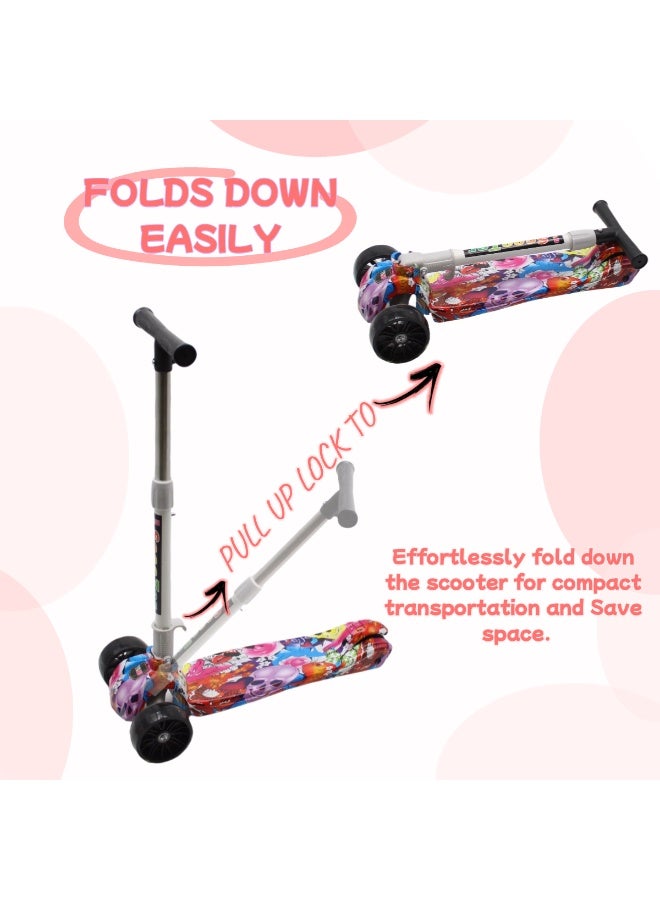 EASY FUTURE LED PU Wheels & Rear Brake Kids Scooter with Foldable & Height Adjustable Handle, Kick Scooter for 3 to 8 Years Including Full Protective Gear Set - Image 3