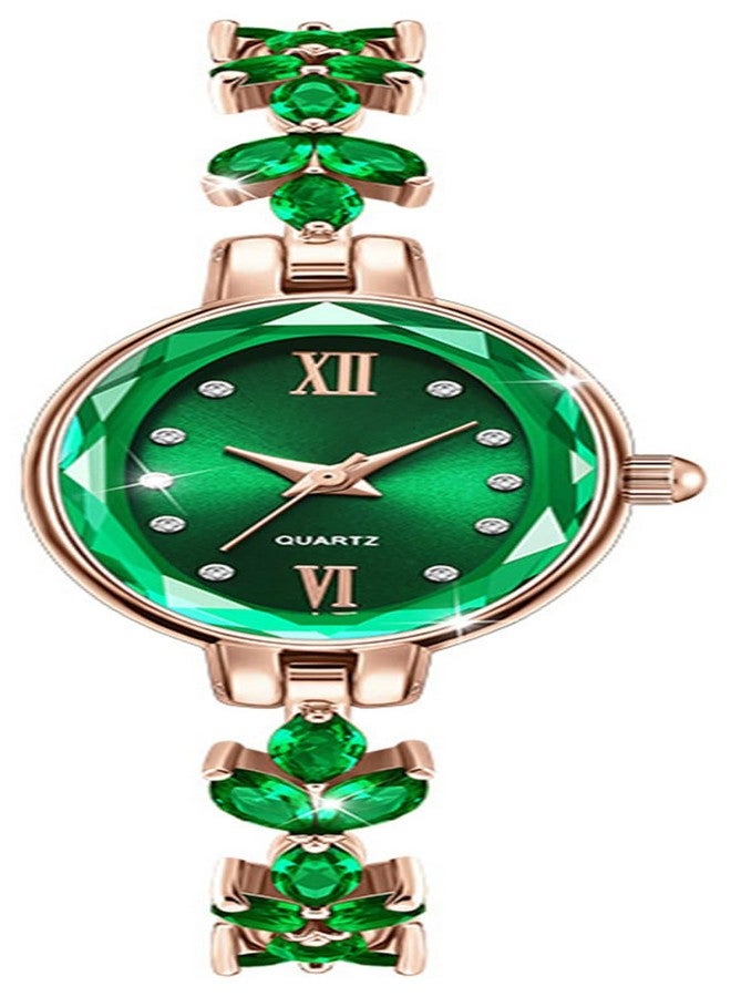 BESTKANG Women's Watch Luxury Petal Casual Bracelet Watch Simulated Quartz Watches for Women (Green) - Image 1