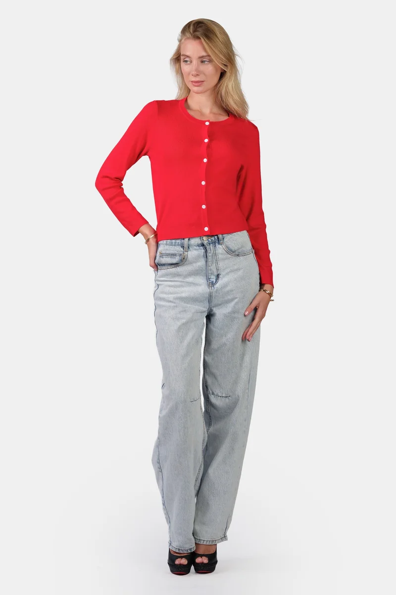 Virgio Self Design Viscose Button Down Knit Cardigan for Women