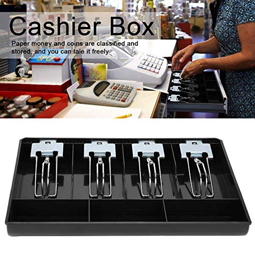 GOBBLER Cash Tray 4 Bill / 3 Coin, Durable ABS Cash Money Organiser with Stainless Steel Metal Clips (Black) - 4B3C - Image 3