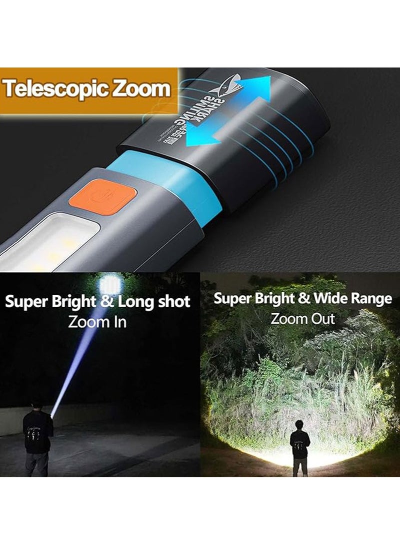 Rechargeable Waterproof Handheld Spotlight – Type-C Flashlight with Front Focus Beam & Side Ambient Light – Emergency Mode Torch for Camping, Outdoors & Home - Image 3