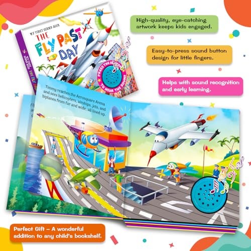 BRIJBASI The Fly Past Day – Interactive Single Sound Book for Kids | Musical Rhymes and Early Learning Fun | Colorful Board Book for Toddlers - Image 3
