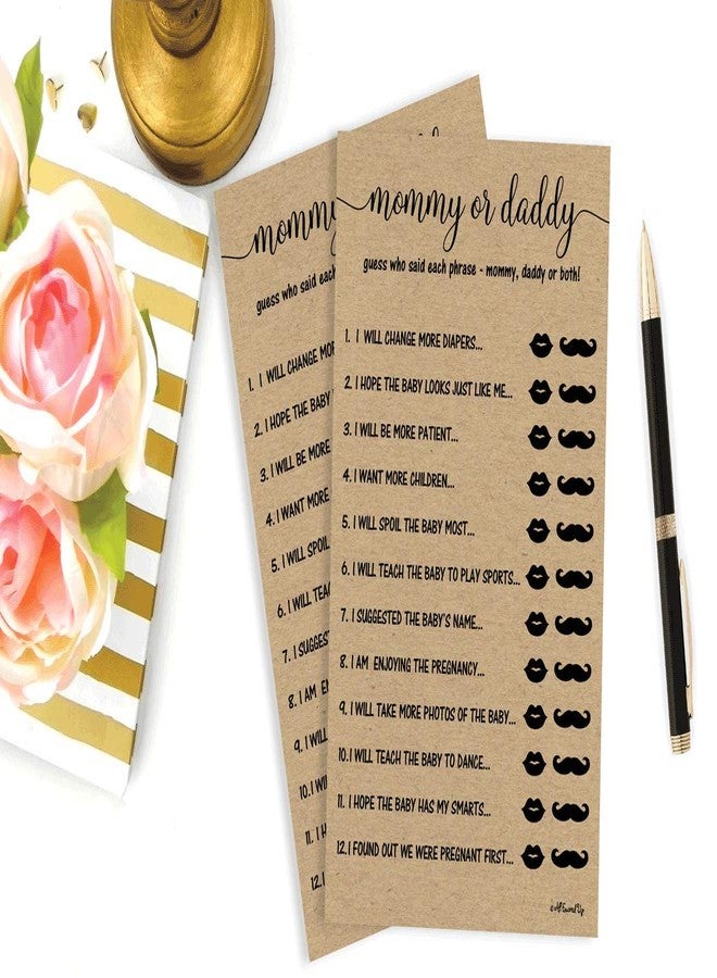 All-Ewired-Up 50 Mommy or Daddy? Who Said It Game Sheets Kraft Rustic (50-sheets) Fun Baby Shower Game Activity - Image 5