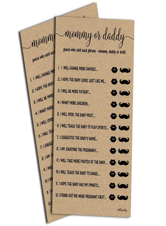 All-Ewired-Up 50 Mommy or Daddy? Who Said It Game Sheets Kraft Rustic (50-sheets) Fun Baby Shower Game Activity - Image 1