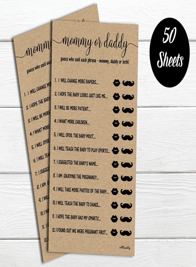 All-Ewired-Up 50 Mommy or Daddy? Who Said It Game Sheets Kraft Rustic (50-sheets) Fun Baby Shower Game Activity - Image 4