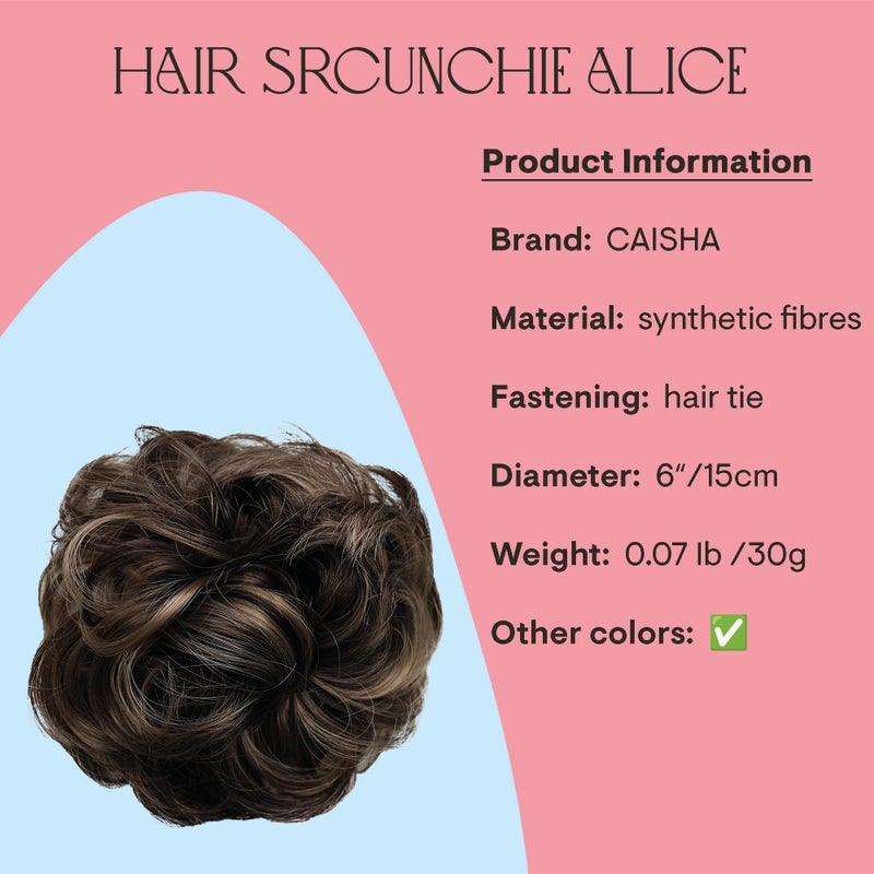 CAISHA Messy Scrunchie Bun Voluminous Wavy Hairpiece Heat-resistant Synthetic Fibres Brown Mix G34A - Image 2