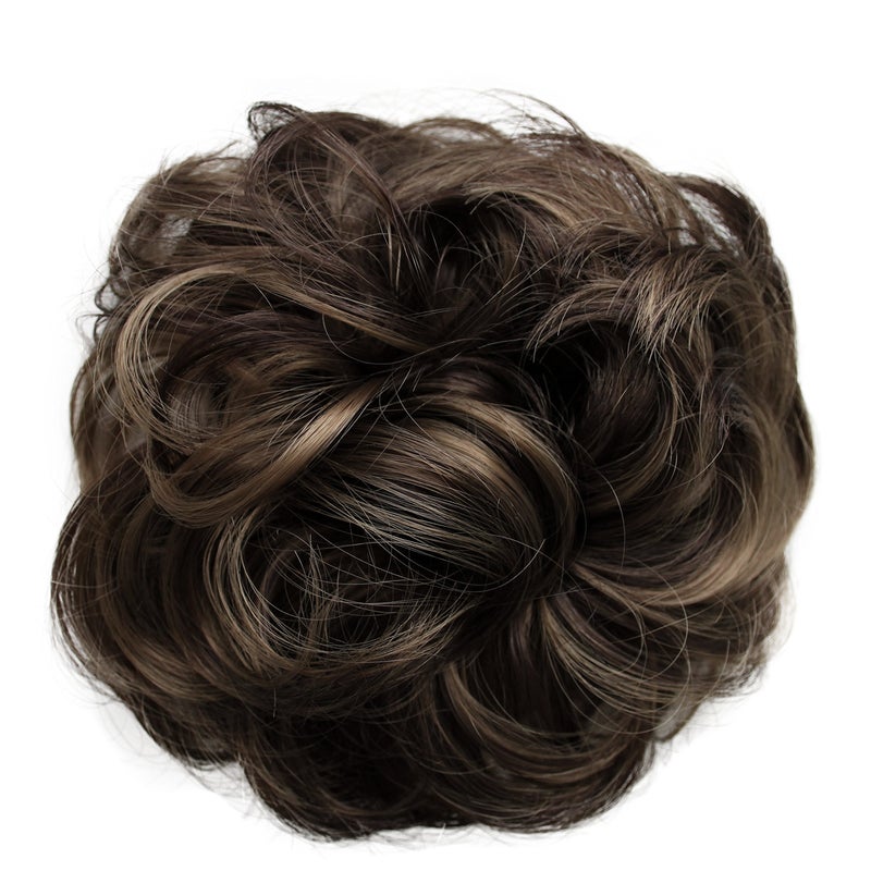 CAISHA Messy Scrunchie Bun Voluminous Wavy Hairpiece Heat-resistant Synthetic Fibres Brown Mix G34A - Image 1