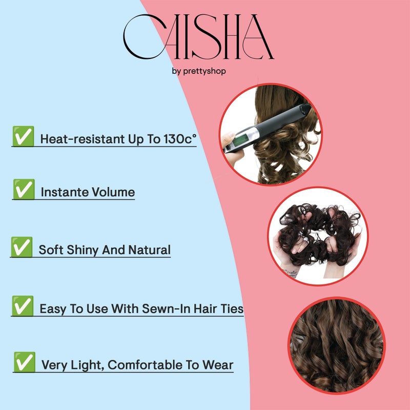 CAISHA Messy Scrunchie Bun Voluminous Wavy Hairpiece Heat-resistant Synthetic Fibres Brown Mix G34A - Image 3