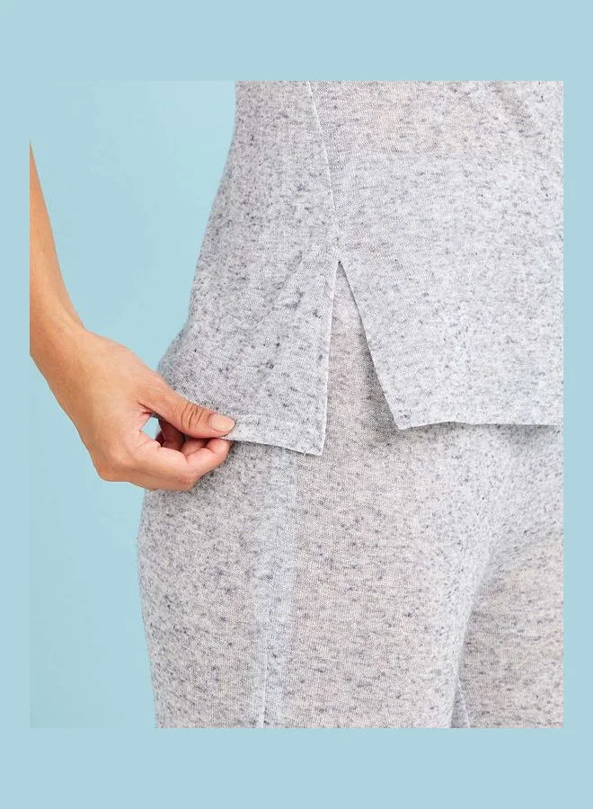 Styli Melange Knit Side Split Vest and Trouser Lounge Set