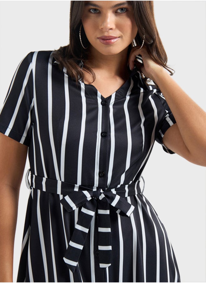 FAV Striped Asymmetric Hem Dress  - Image 3