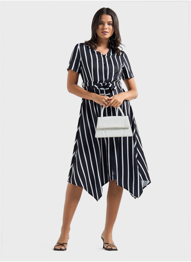 FAV Striped Asymmetric Hem Dress  - Image 4