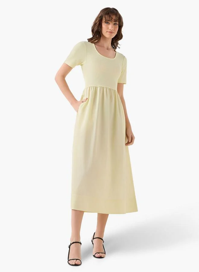 Splash FAV A line Midi Dress with Ribbed Texture