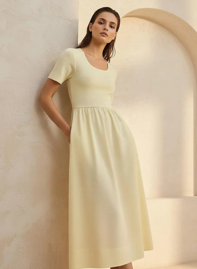 Splash FAV A line Midi Dress with Ribbed Texture