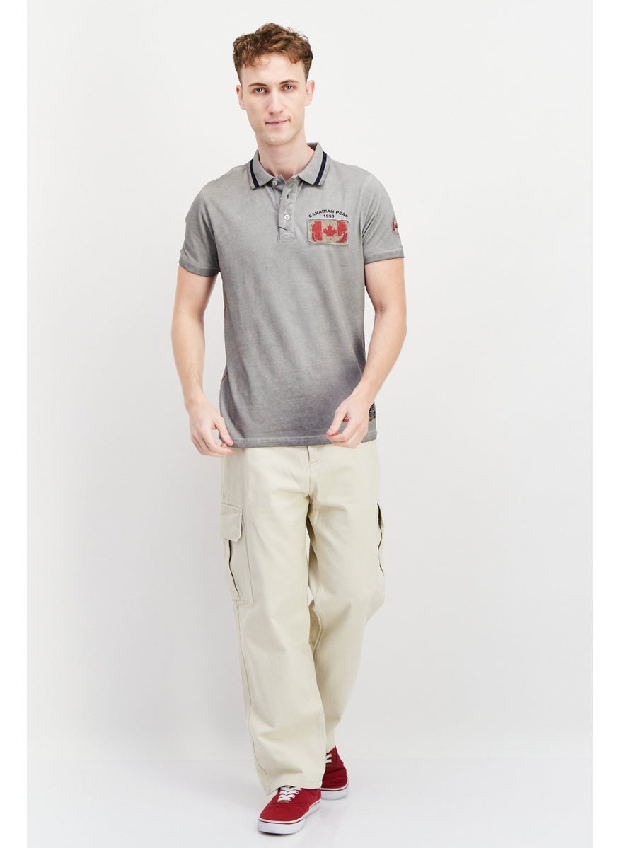 Canadian Peak - Men Regular Fit Short Sleeve Embroidered Logo Polo Shirt, Grey - Image 1