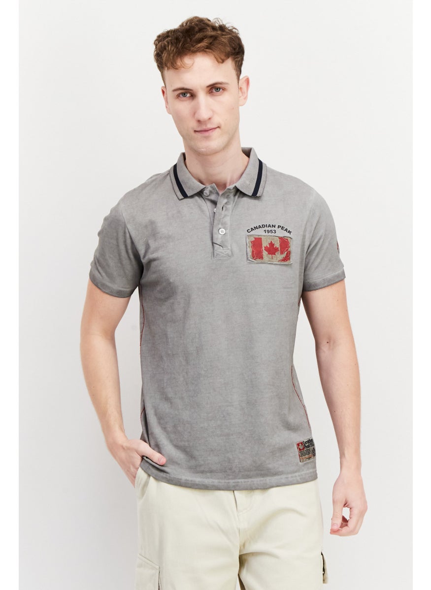 Canadian Peak - Men Regular Fit Short Sleeve Embroidered Logo Polo Shirt, Grey - Image 1
