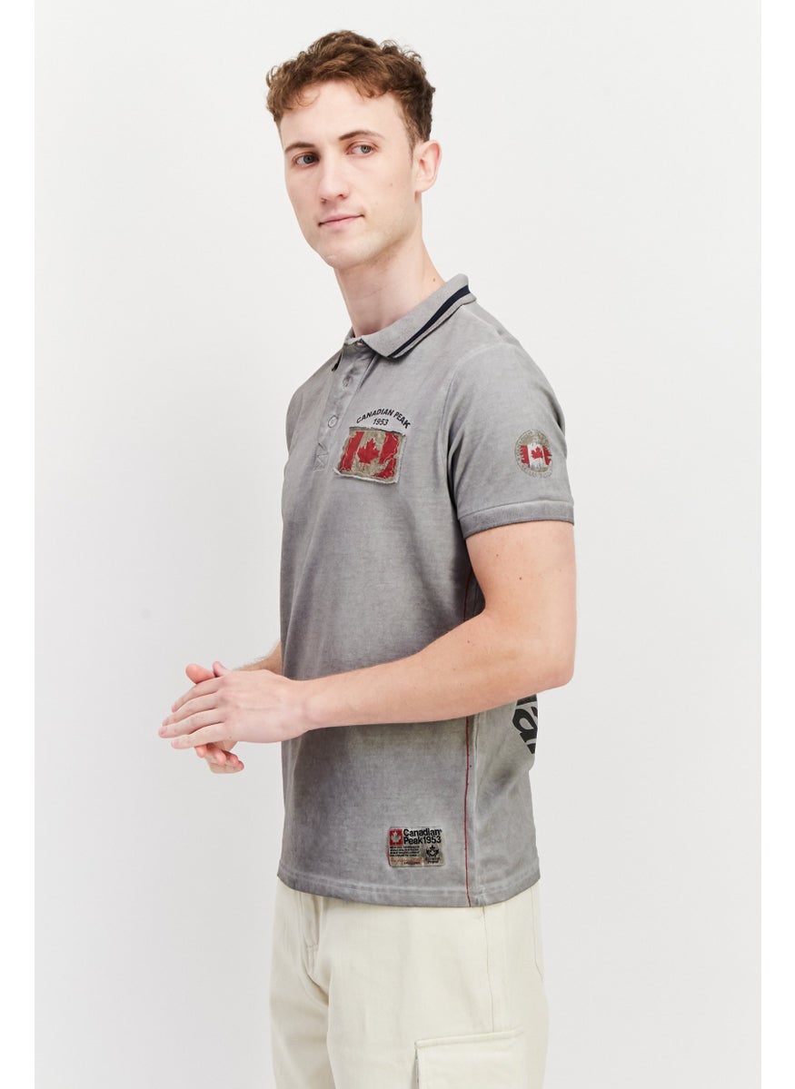 Canadian Peak - Men Regular Fit Short Sleeve Embroidered Logo Polo Shirt, Grey - Image 1