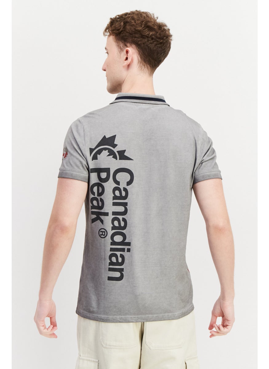 Canadian Peak - Men Regular Fit Short Sleeve Embroidered Logo Polo Shirt, Grey - Image 1