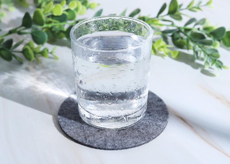 Toros.Store Set of 12 Felt Gray Drink Coasters 4x4 inches - Round Coaster for Drinks Absorbent - Cup Mats - Protect Furniture from Heat  Stain  Scratches and Condensation - Image 4