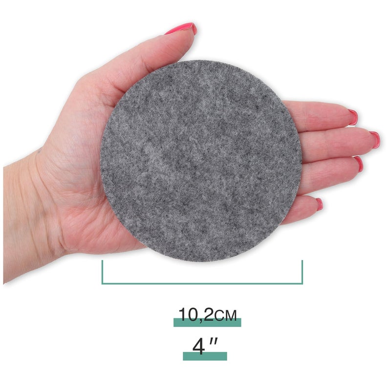 Toros.Store Set of 12 Felt Gray Drink Coasters 4x4 inches - Round Coaster for Drinks Absorbent - Cup Mats - Protect Furniture from Heat  Stain  Scratches and Condensation - Image 2
