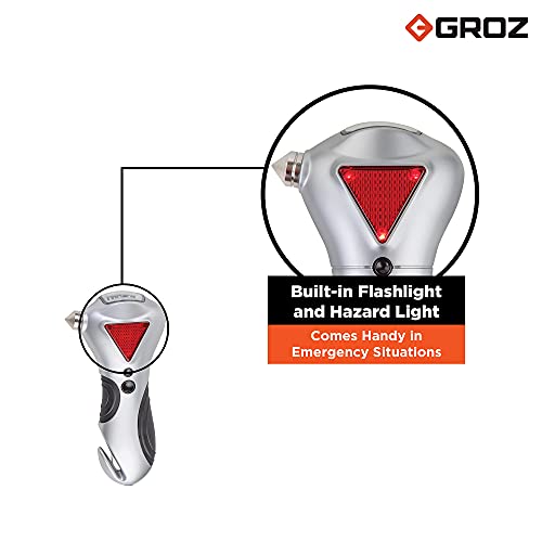 GROZ 4 in 1 Multipurpose Car Emergency Tool Kit | Seatbelt Cutter, Car Window Breaker, Torch & Hazard light for Emergency | Runs with AAA Batteries | R1 - Image 4
