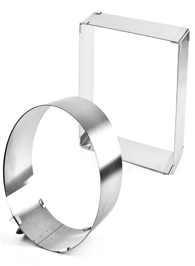 CdyBox 6 to 12 Inch Adjustable Mousse Cake Molds Round and Square Cake Ring Set Tool Stainless Steel Cake Ring 2 Pieces - Image 2