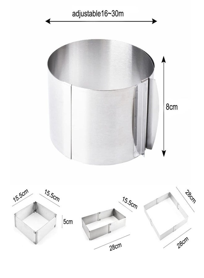 CdyBox 6 to 12 Inch Adjustable Mousse Cake Molds Round and Square Cake Ring Set Tool Stainless Steel Cake Ring 2 Pieces - Image 3