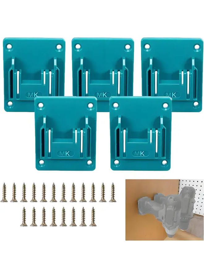 5 Pack Drill Holder Wall Mount No Tool Installation Durable Plastic Garage Organizer - Image 1