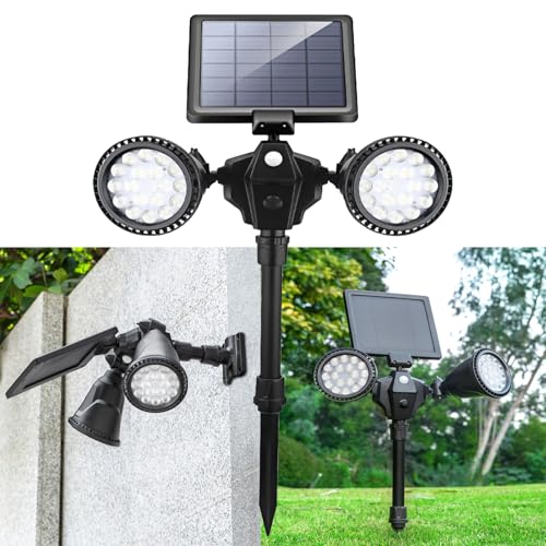 MOLEBIT Solar Outdoor Spotlights, 1400-Lumens Bright 36 LED Motion Sensor Spot Lights Waterproof Double Head Security Light Wall Lights Landscape Light for Patio Deck Yard Garden Driveway Lighting - Image 1