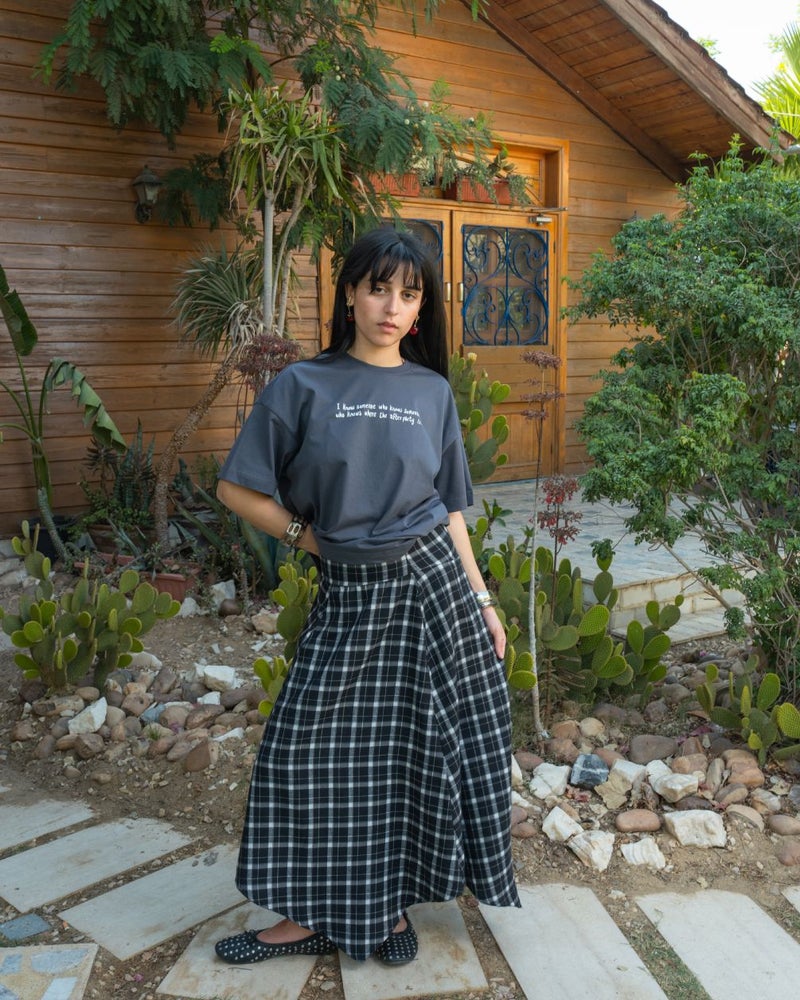 In Your Shoe Black Plaid Asymmetric Cross Skirt - Image 1