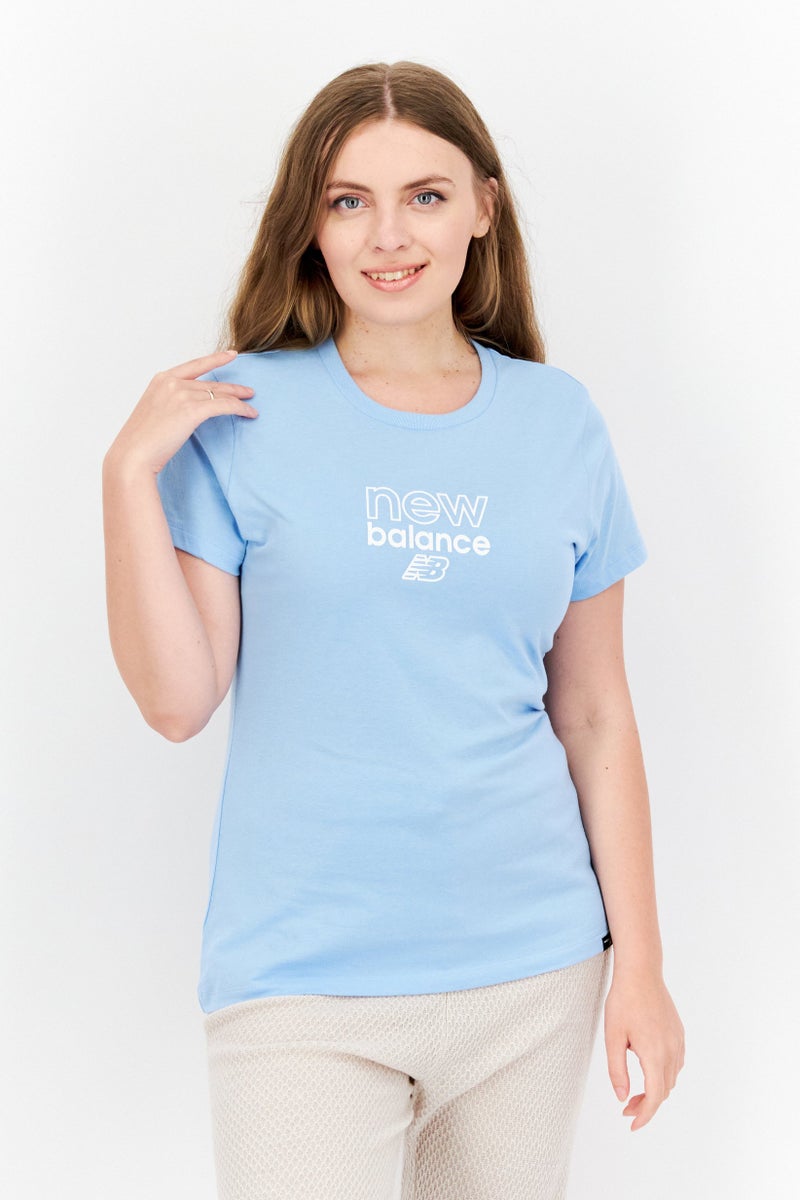 New Balance Women Athletic Fit Short Sleeves Outdoor Top, Blue  - Image 1