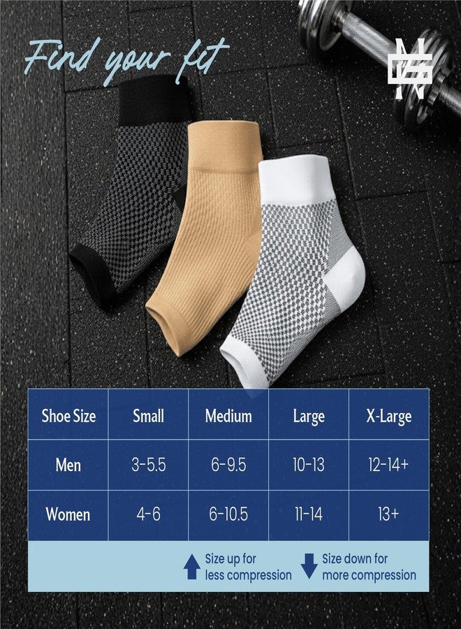 New General Ankle Compression Sleeve for Plantar Fasciitis & Achilles Tendonitis Relief - Open Toe Support Socks Reduce Foot Pain, Heel Spurs & Swelling - Everyday Comfort - White - Large - Image 3