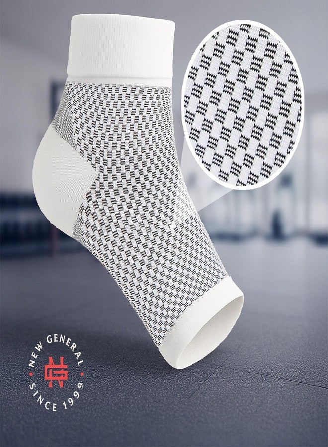 New General Ankle Compression Sleeve for Plantar Fasciitis & Achilles Tendonitis Relief - Open Toe Support Socks Reduce Foot Pain, Heel Spurs & Swelling - Everyday Comfort - White - Large - Image 4