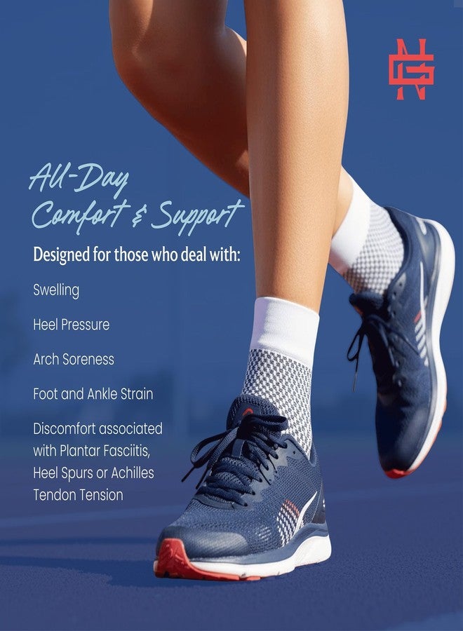 New General Ankle Compression Sleeve for Plantar Fasciitis & Achilles Tendonitis Relief - Open Toe Support Socks Reduce Foot Pain, Heel Spurs & Swelling - Everyday Comfort - White - Large - Image 2
