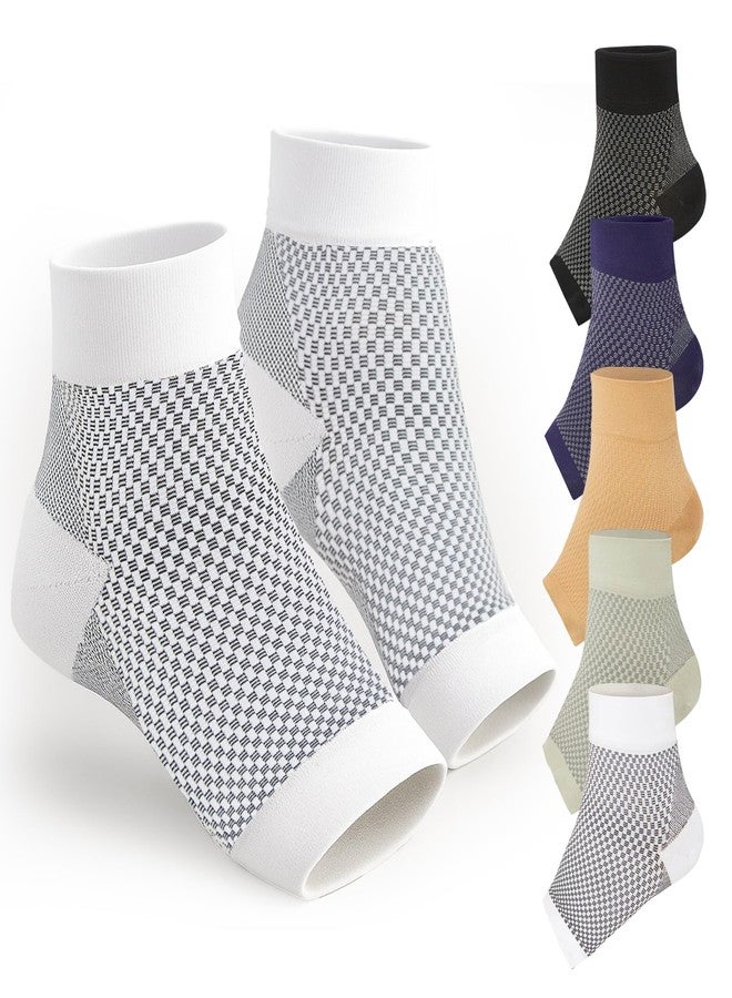 New General Ankle Compression Sleeve for Plantar Fasciitis & Achilles Tendonitis Relief - Open Toe Support Socks Reduce Foot Pain, Heel Spurs & Swelling - Everyday Comfort - White - Large - Image 1
